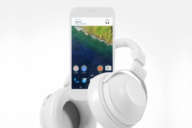 Android phone with headphones