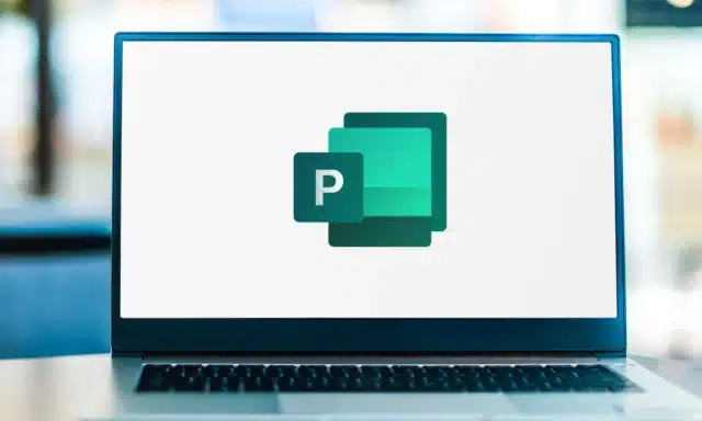 Microsoft Publisher on laptop