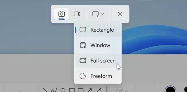 Snipping Tool menu